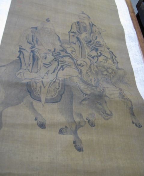 Appraisal: Chinese School a scroll painting of Immortals one seated upon