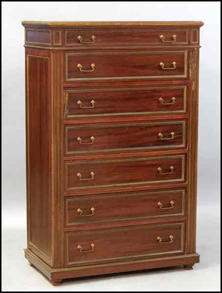 Appraisal: MAHOGANY AND BRONZE EIGHT DRAWER CHEST Back of chest bears