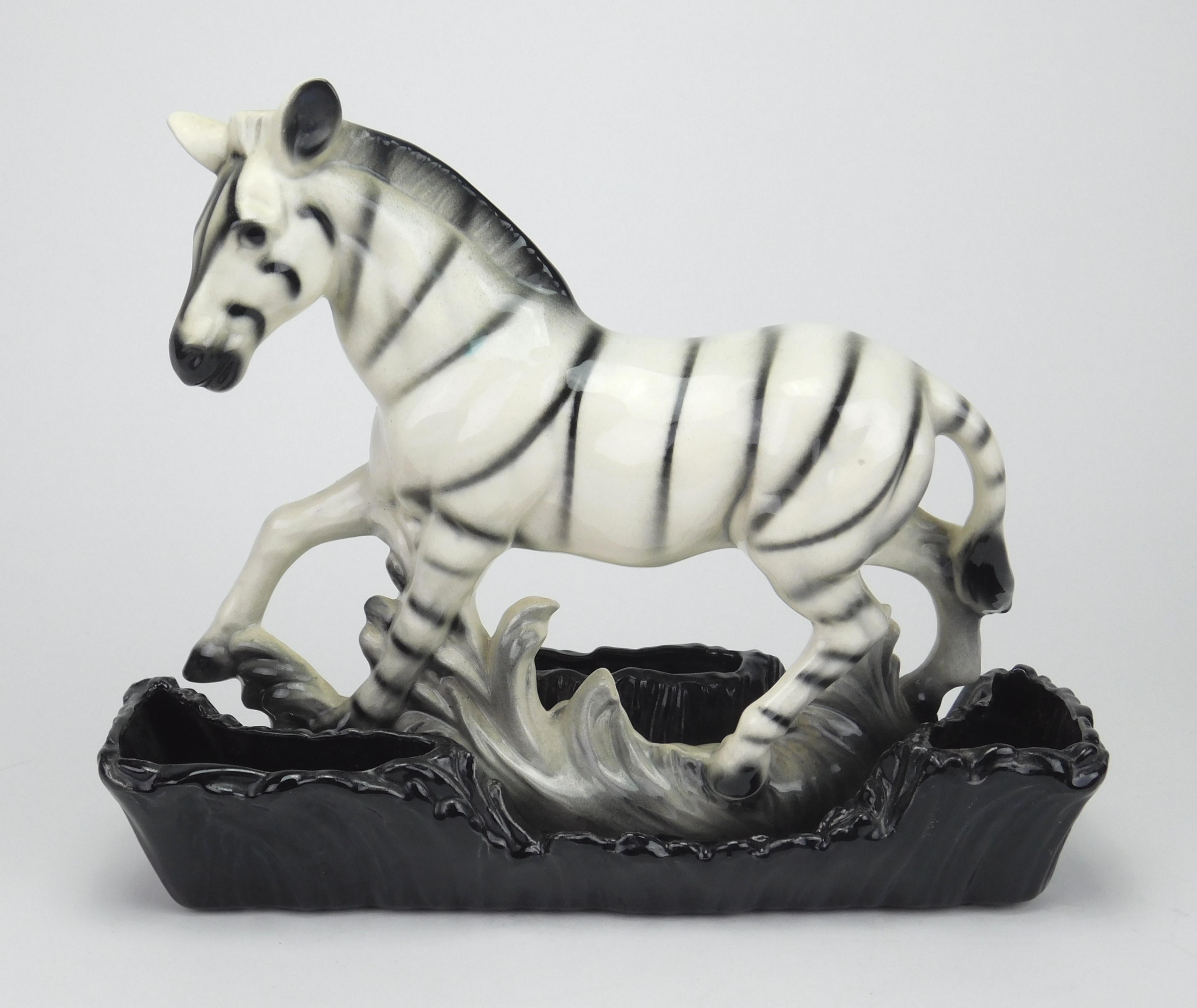 Appraisal: California Lane company pottery figural planter ca 's zebra very