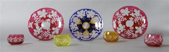 Appraisal: A Collection of Bohemian Glass Articles Diameter of first inches