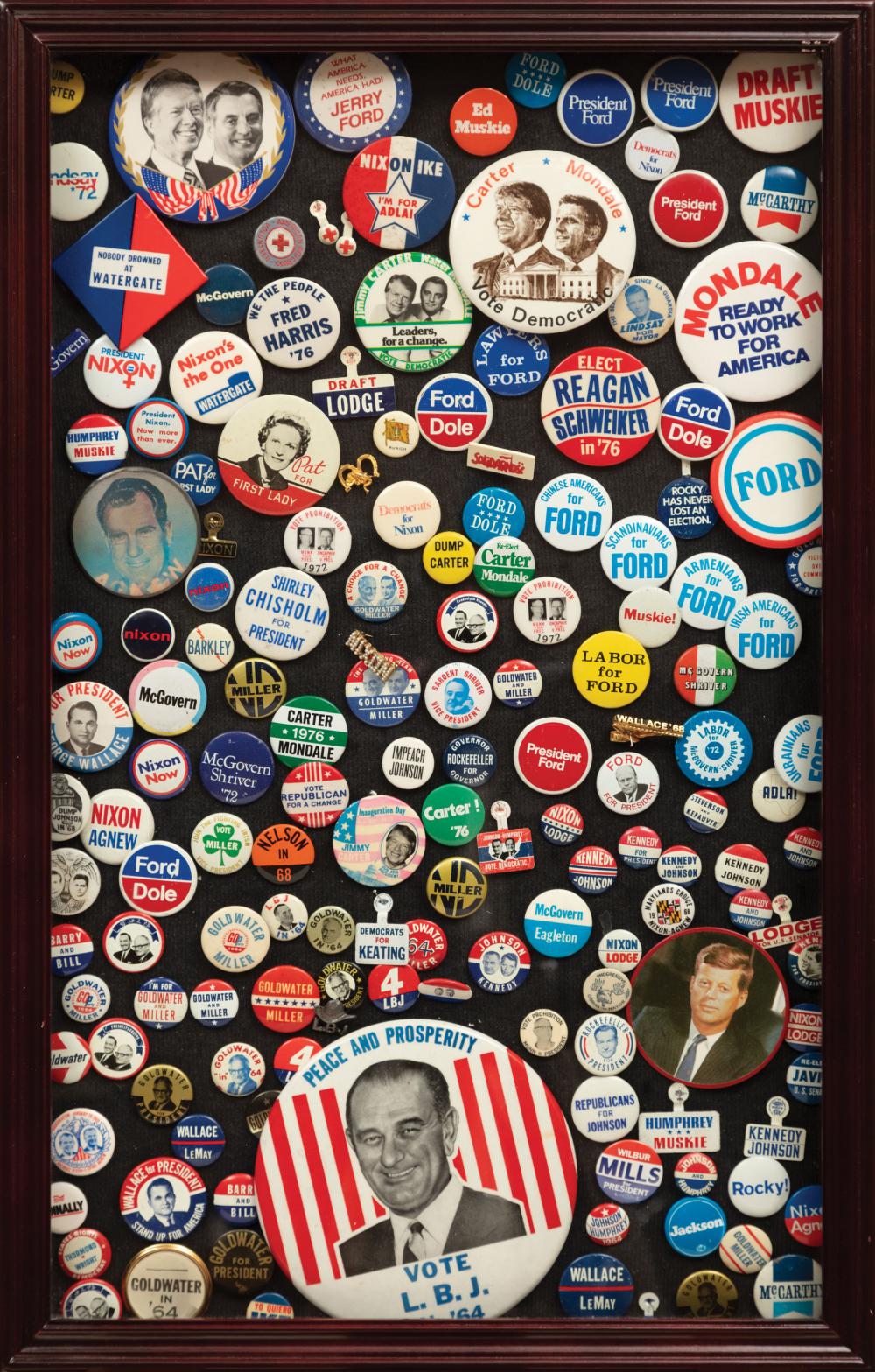 Appraisal: Large Group of American Political Campaign Buttons over single and