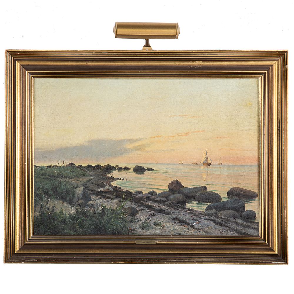 Appraisal: Johannes Boesen Aften vid Stranden oil Danish - Oil on