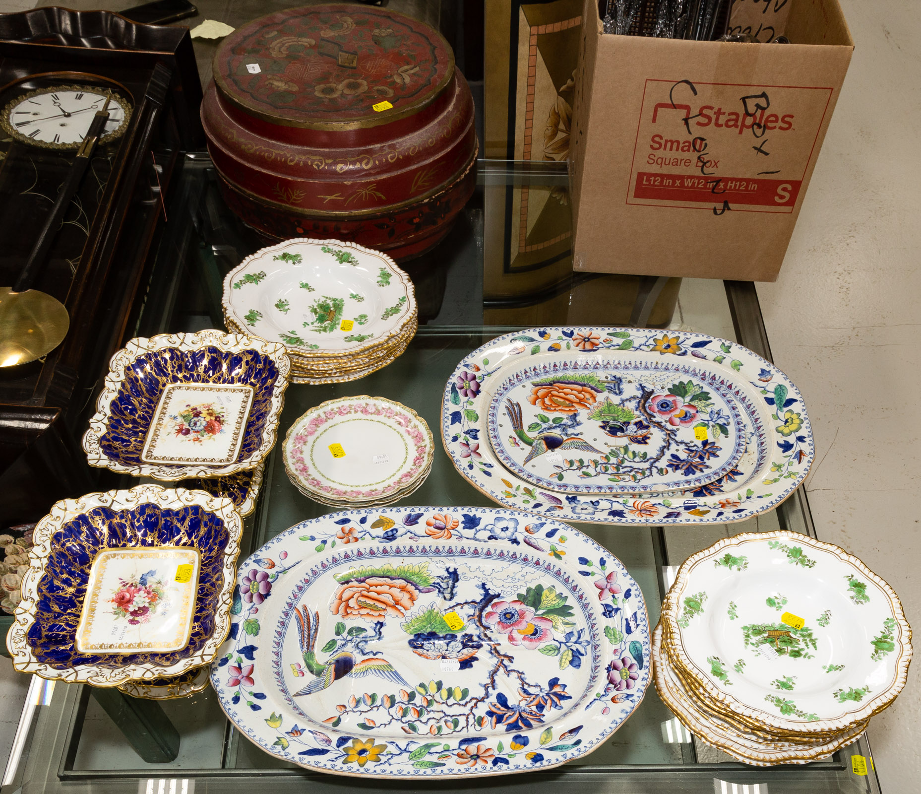 Appraisal: ASSORTED STAFFORDSHIRE OTHER CHINA Includes large Limoges soup bowls a