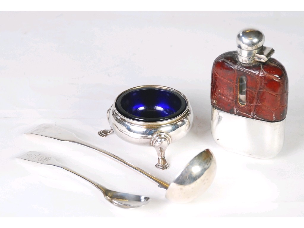 Appraisal: GEORGE II SILVER CIRCULAR SHALLOW CAULDRON SHAPE SALT CELLAR on