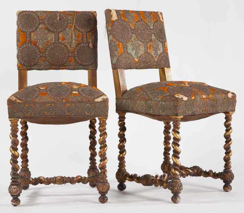 Appraisal: Pair of Spanish Renaissance Side Chairs th century carved and