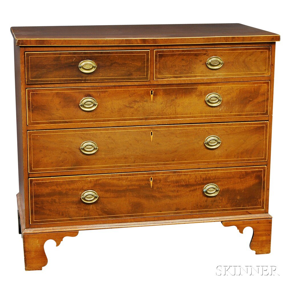 Appraisal: George III Inlaid Mahogany Veneer Chest of Drawers England th