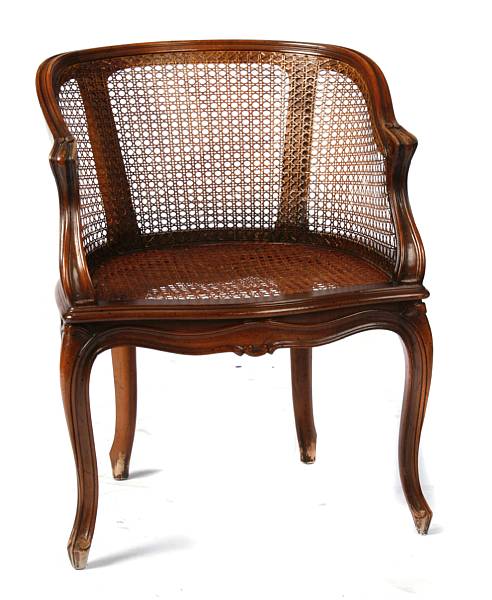 Appraisal: A set of four Louis XV style caned tub chairs