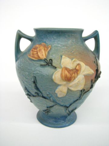 Appraisal: Roseville Pottery Magnolia blue vase - no noticed chips or