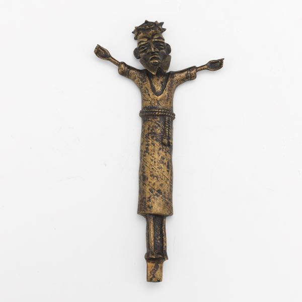 Appraisal: ANTIQUE AFRICAN BRASS CRUCIFIX x Congolese brass crucifix