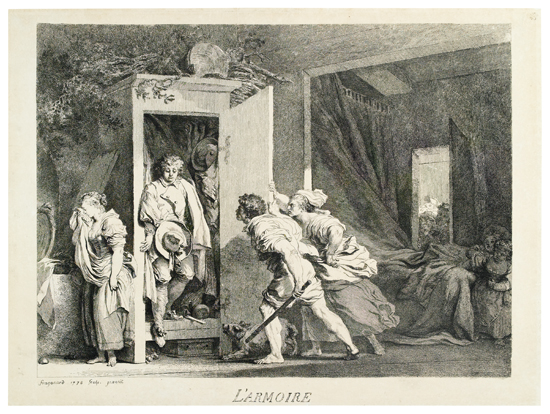 Appraisal: JEAN-HONOR FRAGONARD L'Armoire Etching x mm x inches Second state