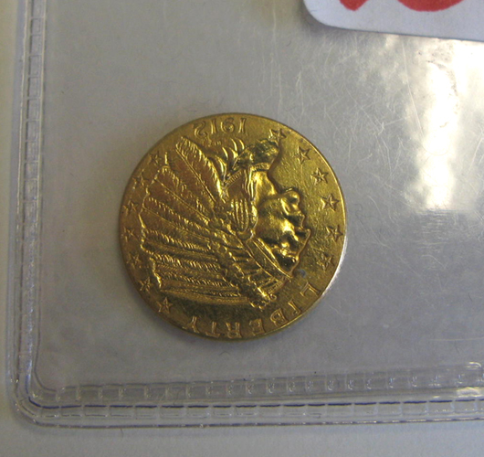 Appraisal: AN AMERICAN TWO AND ONE HALF DOLLAR GOLD COIN Indian