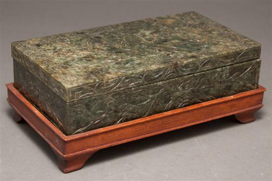 Appraisal: Chinese Export spinach jade box late th early th century