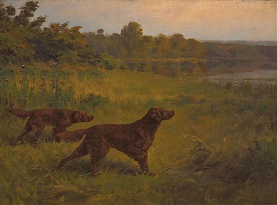 Appraisal: PERCIVAL LEONARD ROUSSEAU American - Setters on Point oil on