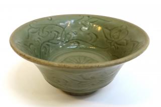 Appraisal: Celadon Bowl Celadon Bowl In jade green with embossed design