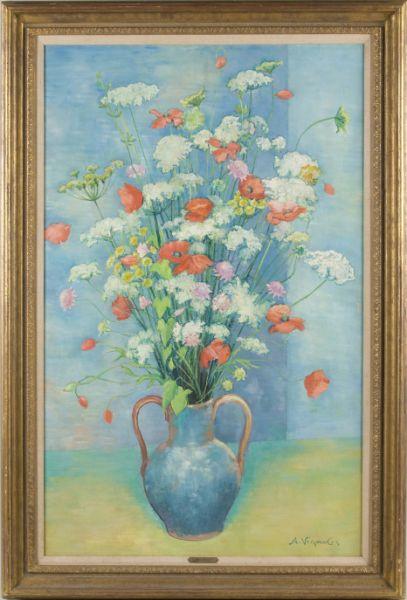 Appraisal: Andr Vignoles Fr b Floral Still Life oil on canvas