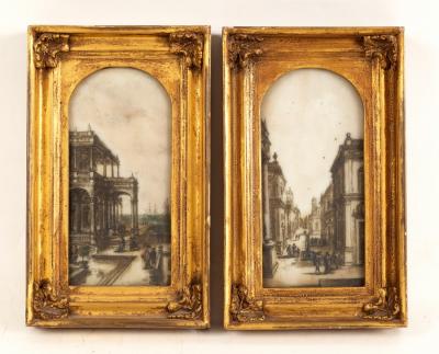 Appraisal: Late th Century Italian School Townscapes with Figures a pair