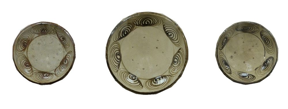 Appraisal: Three Chinese Glazed Earthenware Plates possibly Ming Dynasty diameters to