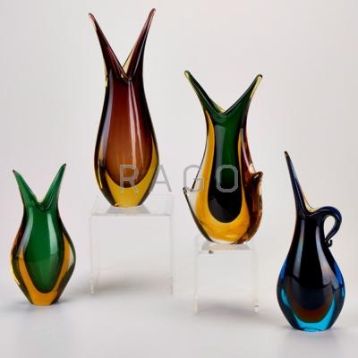 Appraisal: MURANO Four Somerso glass vases Italy Unmarked Largest Condition Report