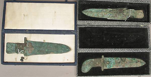 Appraisal: A group of three bronze weapons Eastern Zhou to Warring