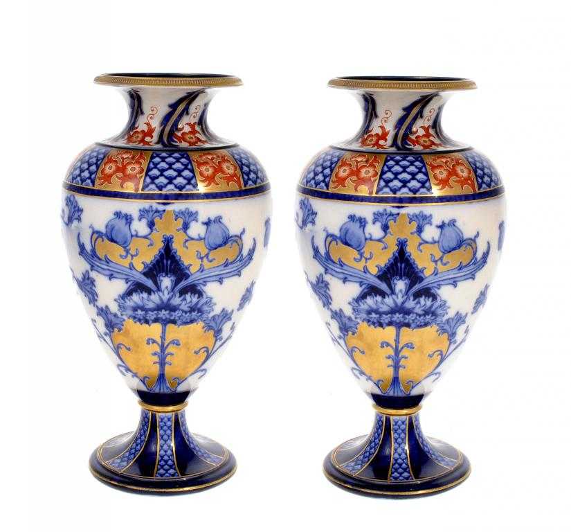 Appraisal: A PAIR OF JAMES MACINTYRE CO AURELIAN WARE VASES DESIGNED