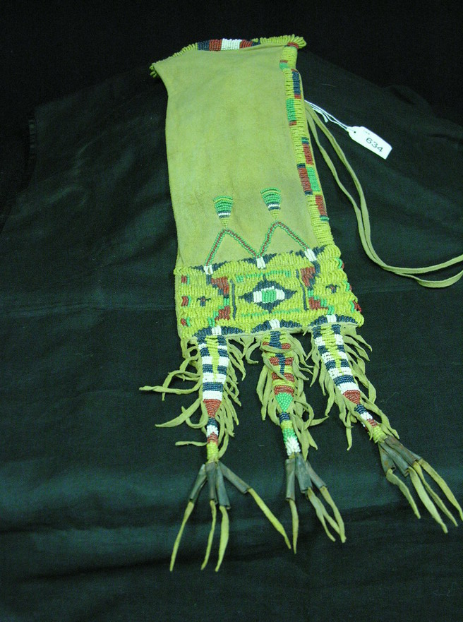 Appraisal: NATIVE AMERICAN BEADED PIPE BAG Hand sewn hand beaded on