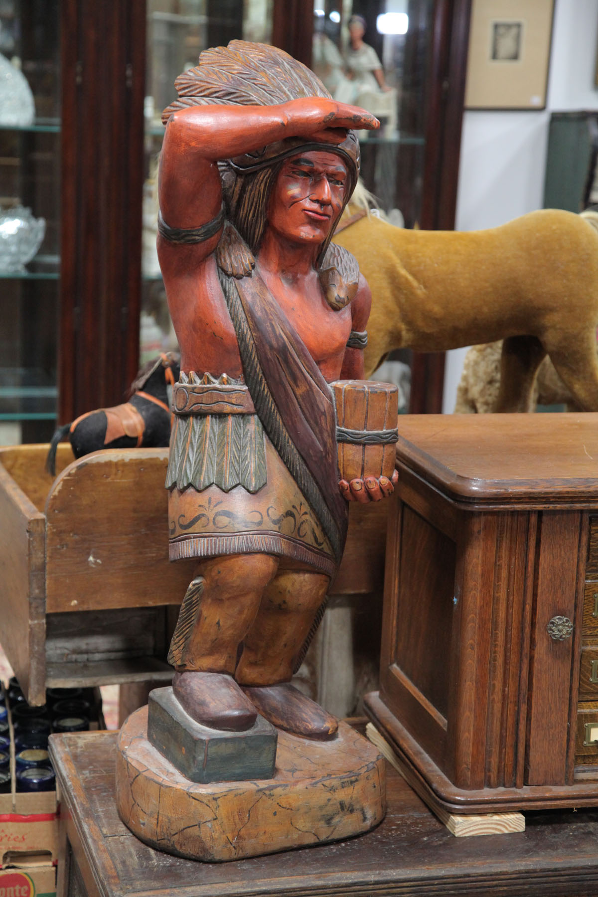 Appraisal: CARVED CIGAR STORE INDIAN American first half th century Painted