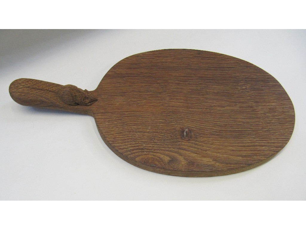 Appraisal: Modern Robert 'Mouseman' Thompson cheese board with mouse handle