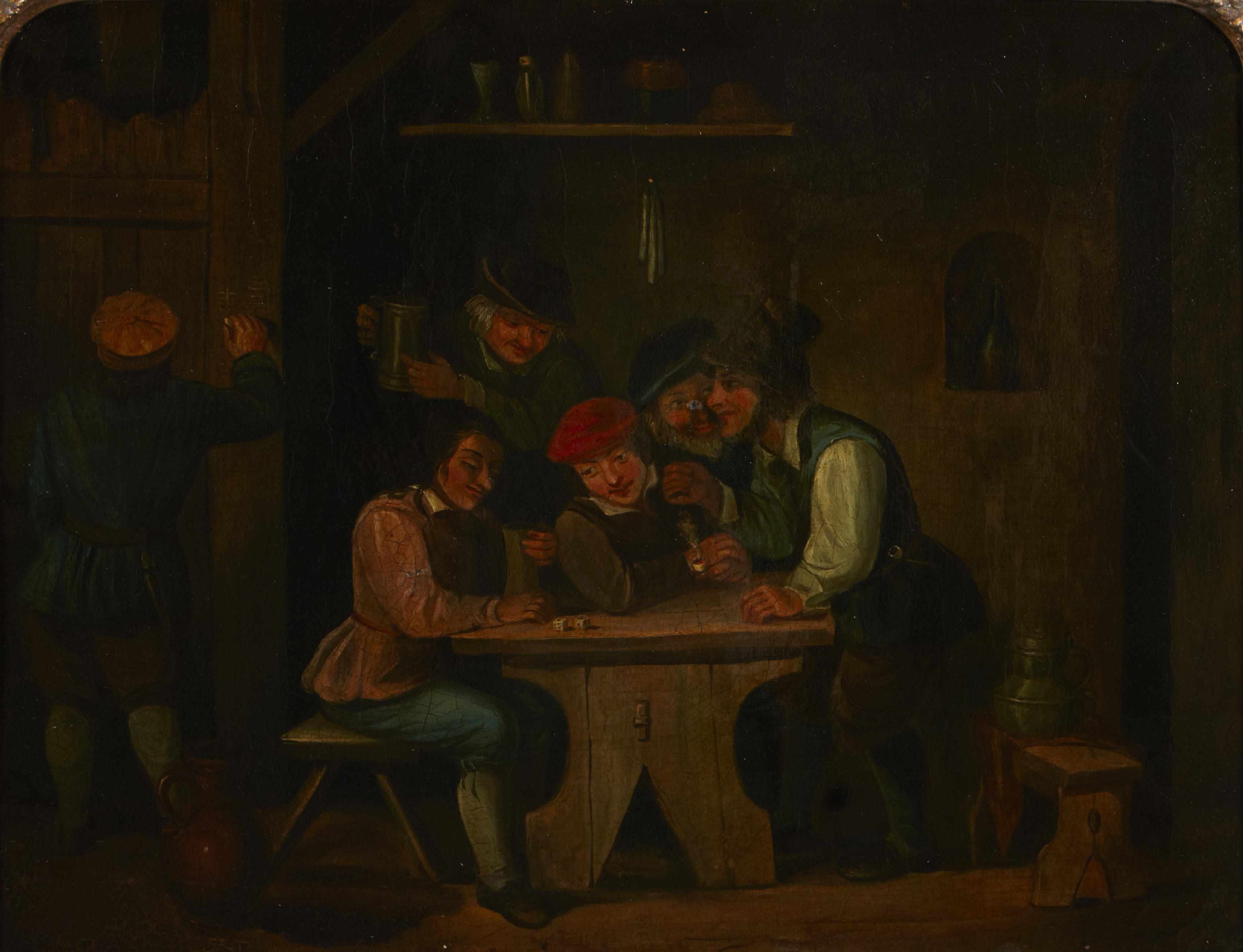 Appraisal: Dutch School th Century Gamblers in a tavern interior oil