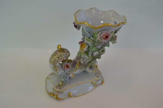 Appraisal: ITALIAN FIGURAL HORN SHAPED VASE ITALIAN FIGURAL HORN SHAPED VASE