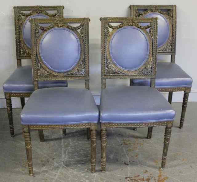 Appraisal: Set of th Century French Side Chairs Upholstered in blue