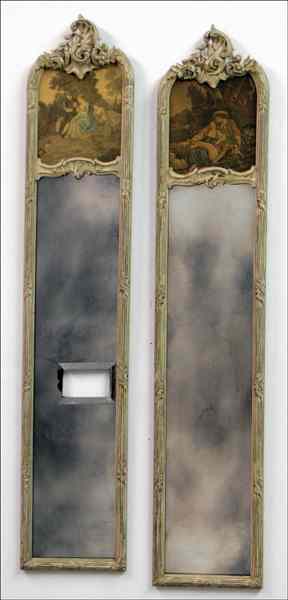 Appraisal: PAIR OF FRENCH PROVINCIAL STYLE TRUMEAU MIRRORS '' x ''