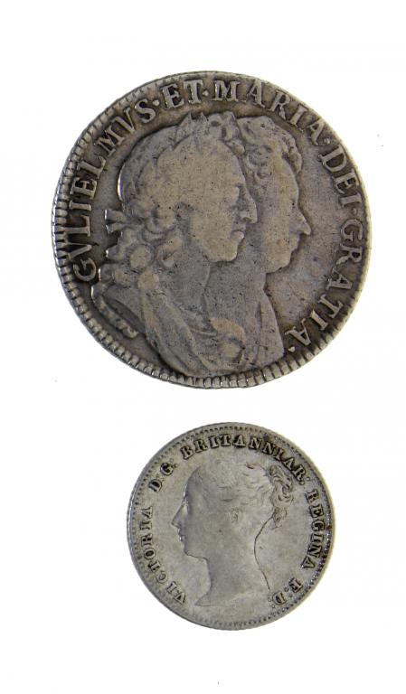 Appraisal: GREAT BRITAIN Milled Shilling William and Mary mostly F minor