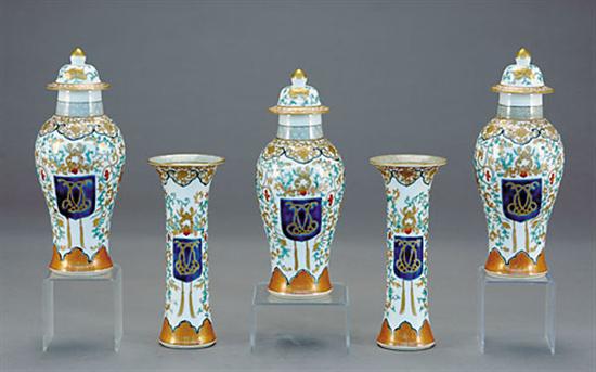 Appraisal: Five-piece Chinese Export style porcelain garniture decorated in famille verte