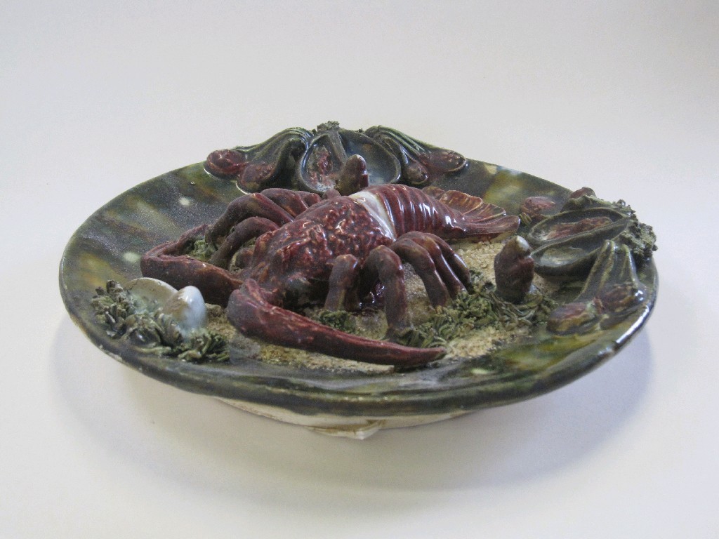 Appraisal: Portuguese Palissy style dish decorated with a lobster