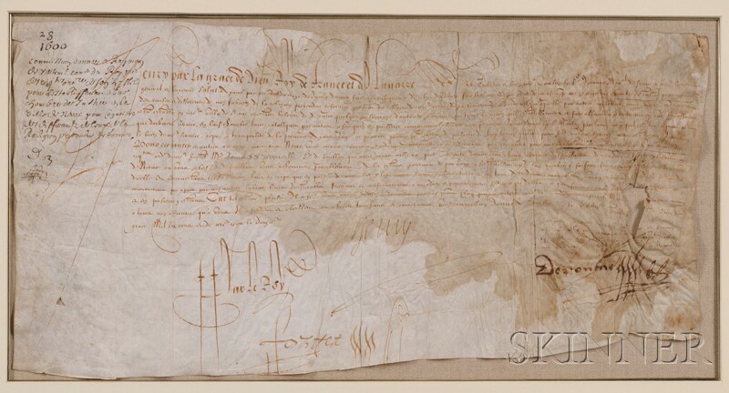 Appraisal: Henri IV King of France - Signed document one page