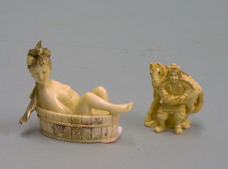 Appraisal: Two Netsuke of a Warrior with War Horse and a