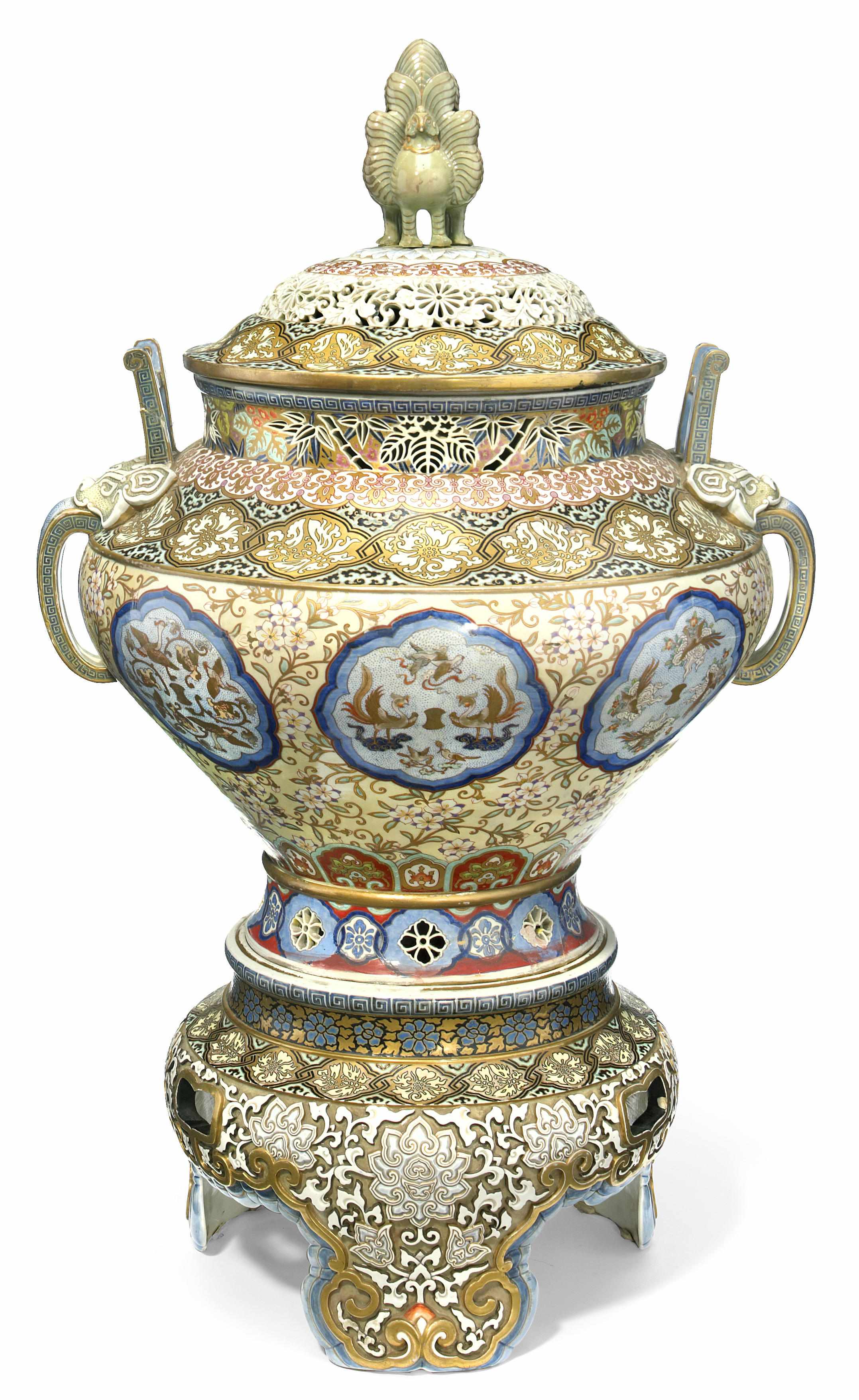 Appraisal: An imposing Japanese covered vase on stand late th early