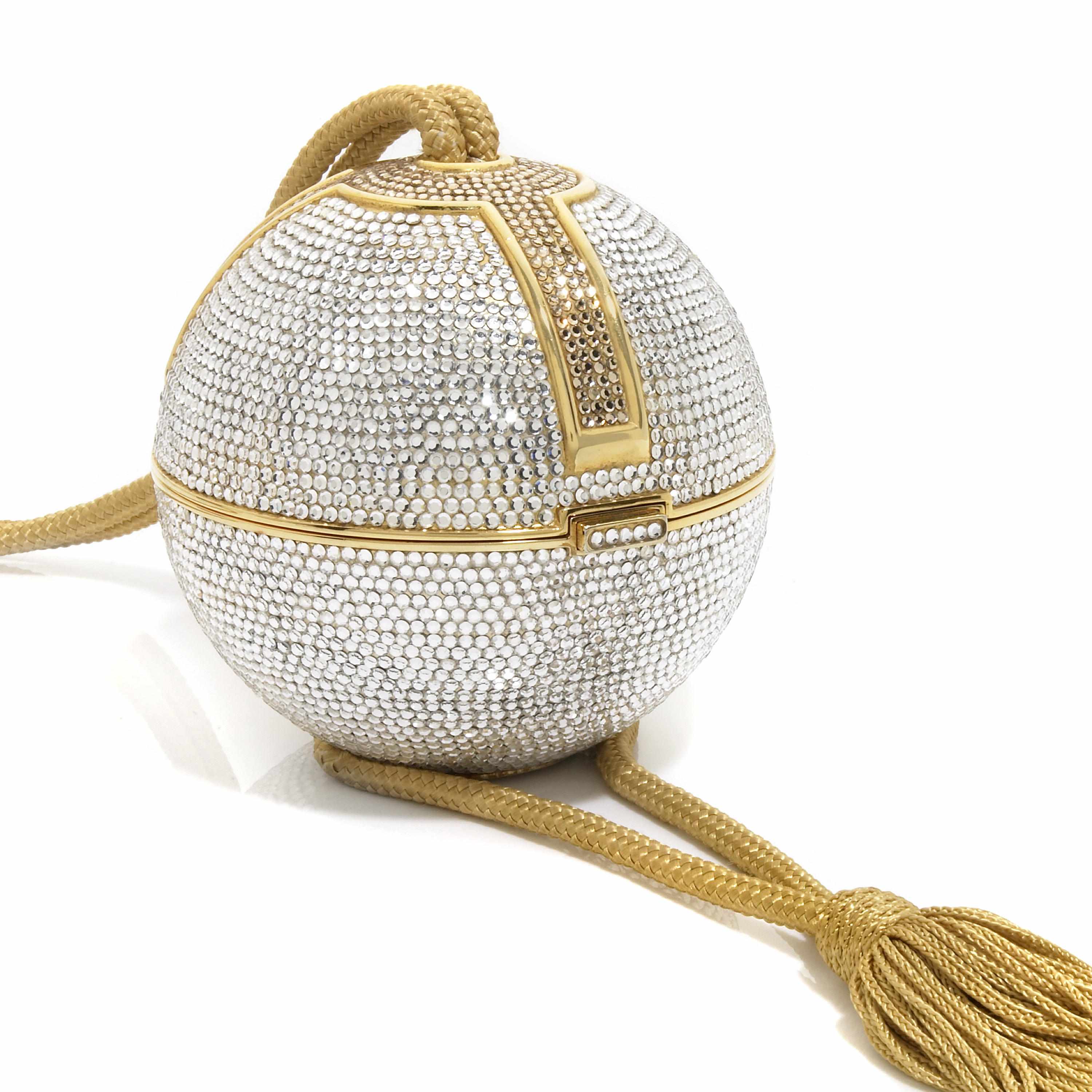 Appraisal: A silver and gold crystal disco ball purse with attached