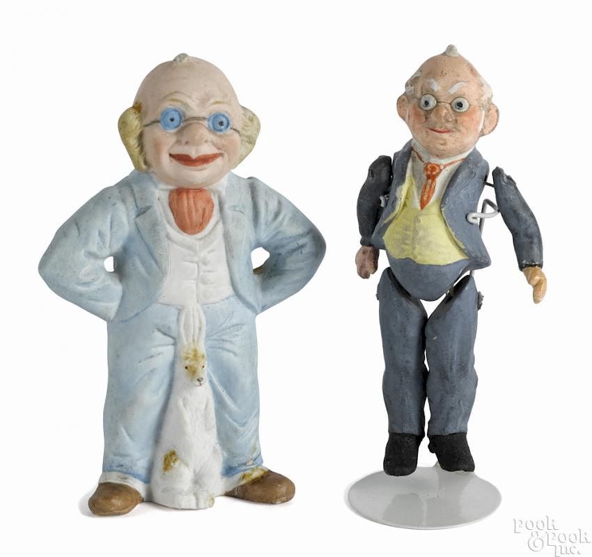 Appraisal: Two Foxy Grandpa figures one is a jointed painted composition