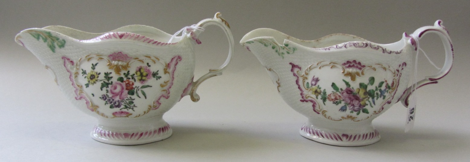 Appraisal: A pair of Worcester basket moulded oval sauceboats circa each