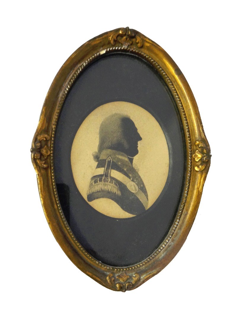 Appraisal: A George III silhouette of Captain John Wolfe depicted in