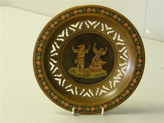 Appraisal: Italian Sorrento ware circular dish the centre inlaid with dancing