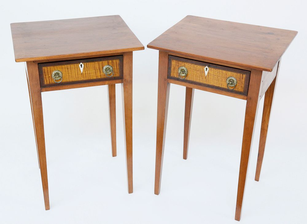 Appraisal: Pair of th c Cherry Hepplewhite One Drawer Stands Pair