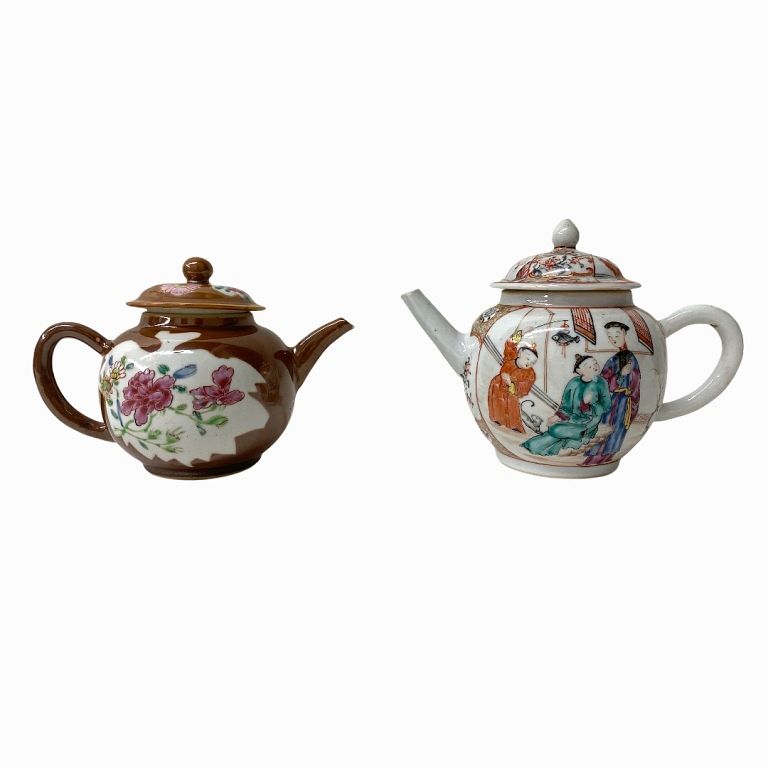 Appraisal: Chinese Export Mandarin Porcelain Tea Pots Chinese Export Mandarin Porcelain