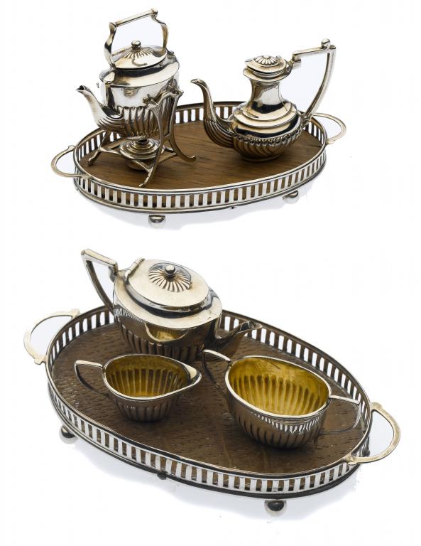 Appraisal: AN EDWARD VII SILVER MINIATURE TEA AND COFFEE SERVICE the