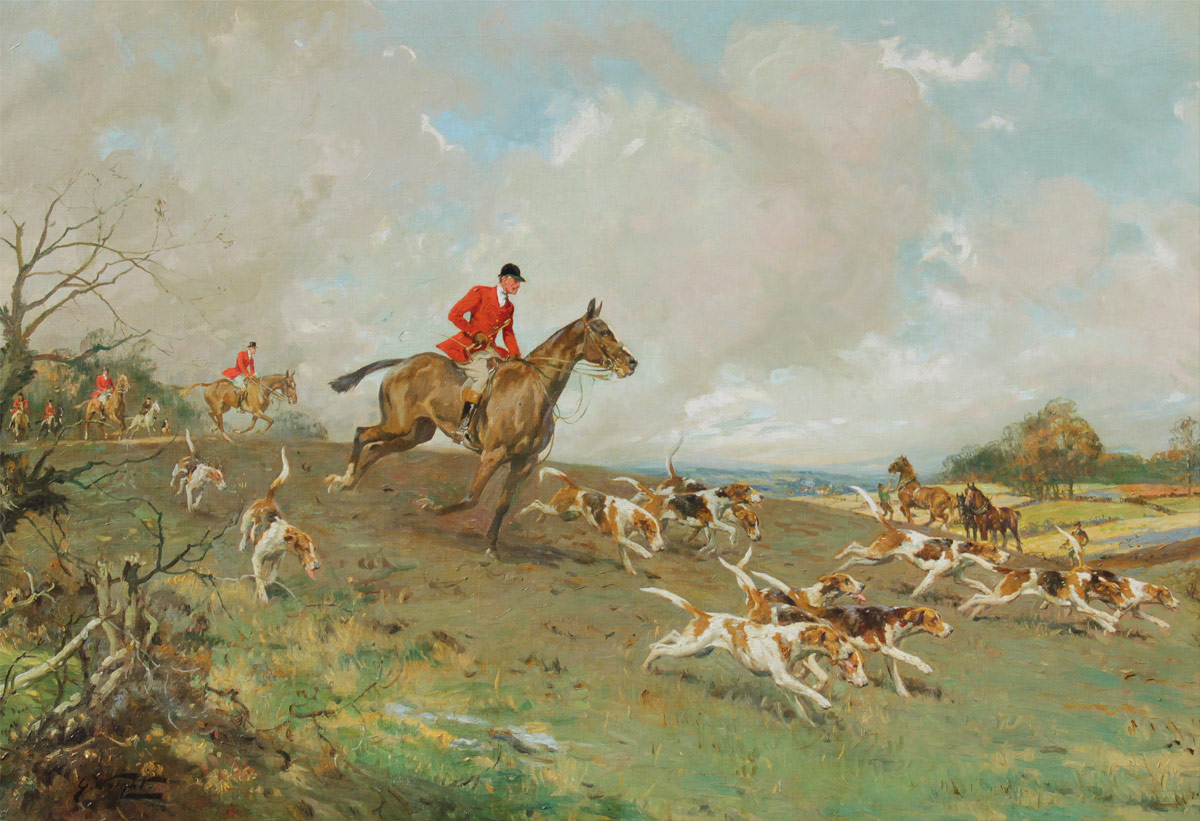 Appraisal: WRIGHT George British - ''Good Going'' The Hunt Oil Canvas