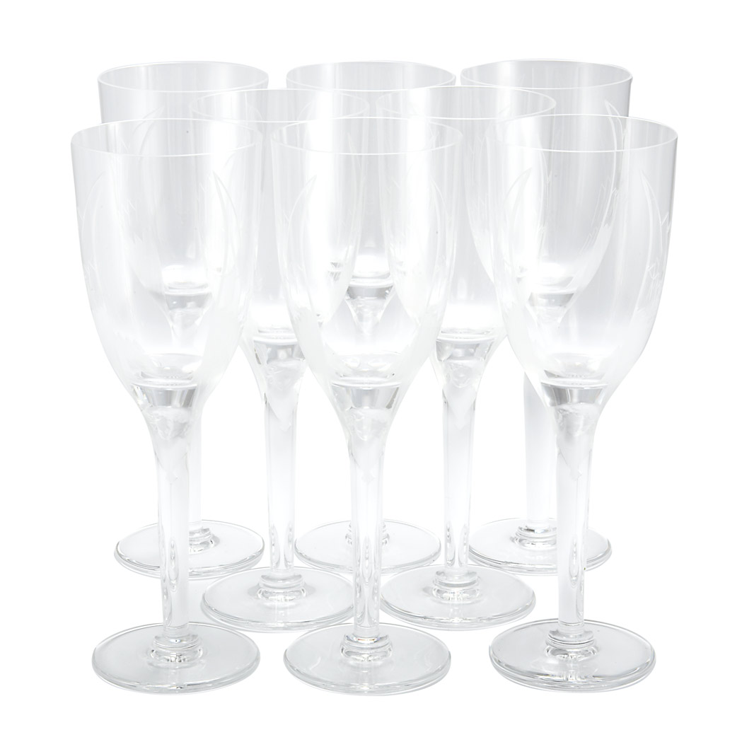 Appraisal: Set of Eight Lalique Molded Glass Ange Champagne Flutes Designed