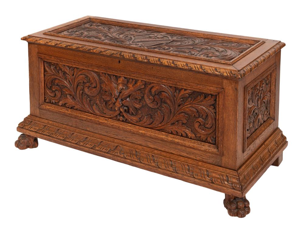 Appraisal: ORNATELY CARVED CHEST EARLY TH CENTURY HEIGHT WIDTH DEPTH ORNATELY