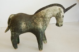 Appraisal: SIGNED POTTERY UNICORN FIGURE