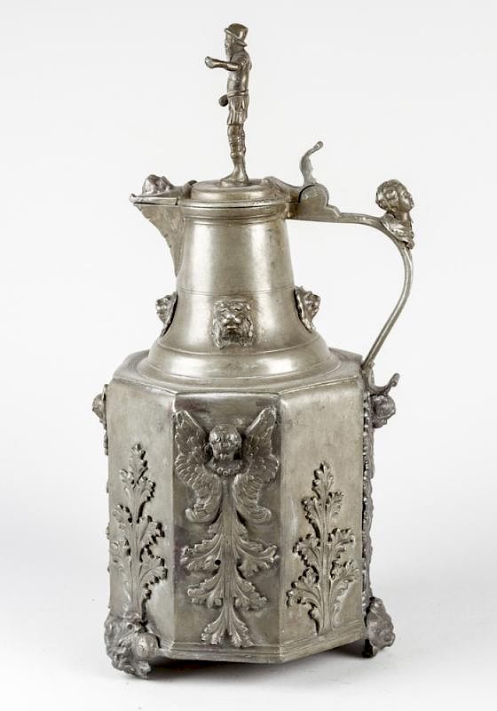 Appraisal: A large pewter guild tankard A large pewter guild tankard